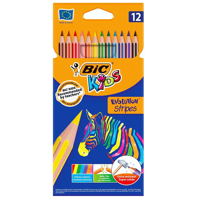 Lápis de Cor BIC Kids Evolution Stripes Pack 12 unidades 3