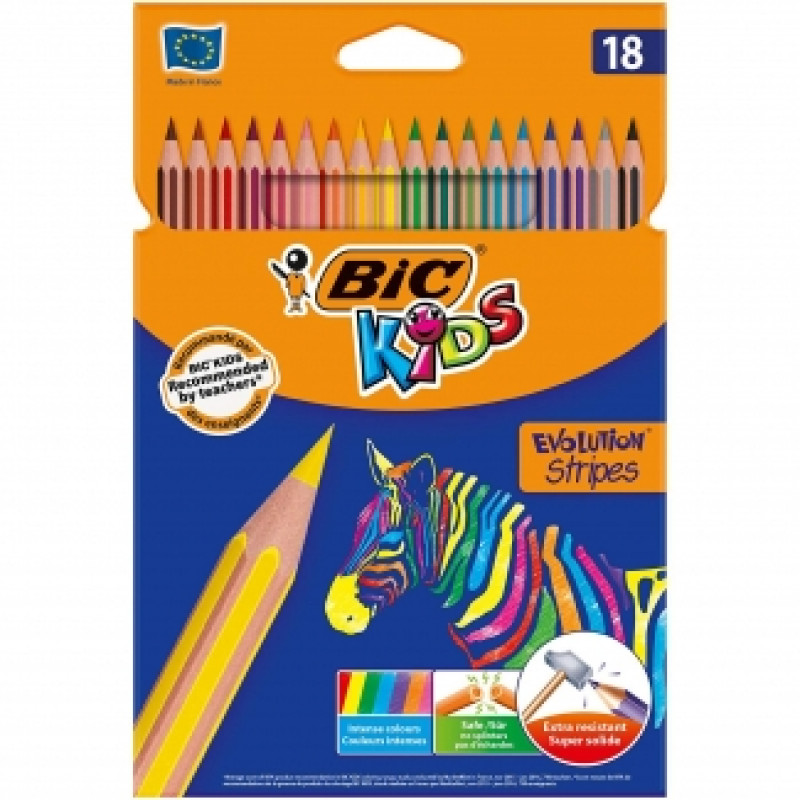 Lápis de Cor BIC Kids Evolution Stripes Pack 18 unidades 2