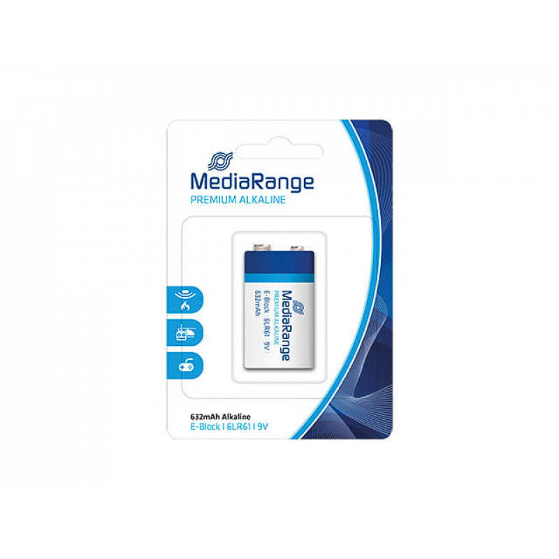Pilhas Mediarange Alcalinas E-Block | 6LR61 | 9V 1