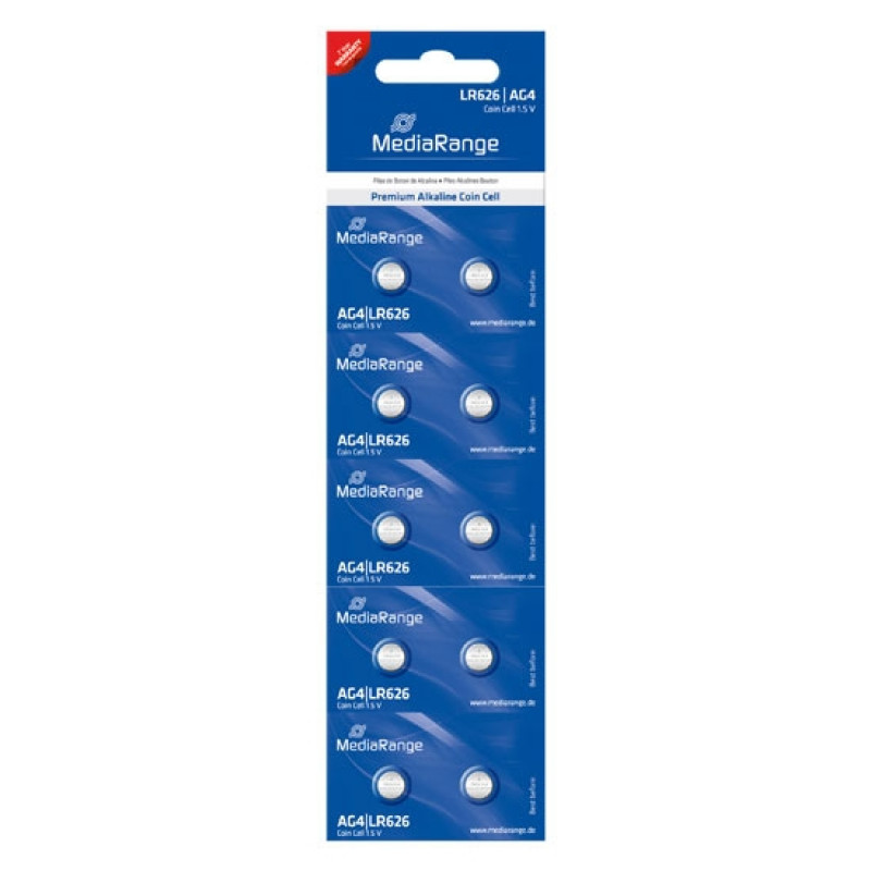 Pilhas Mediarange Alcalinas Coin Cell AG4 | LR626 - Pack 10 1