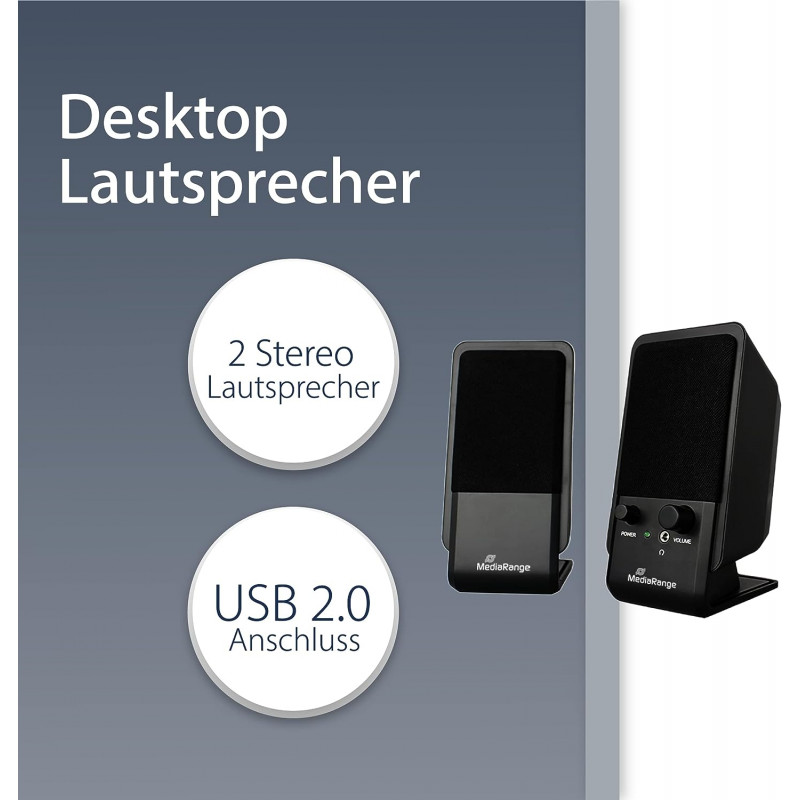 Colunas Som 2.0 Mediarange 6W USB+Jack 3.5mm 3