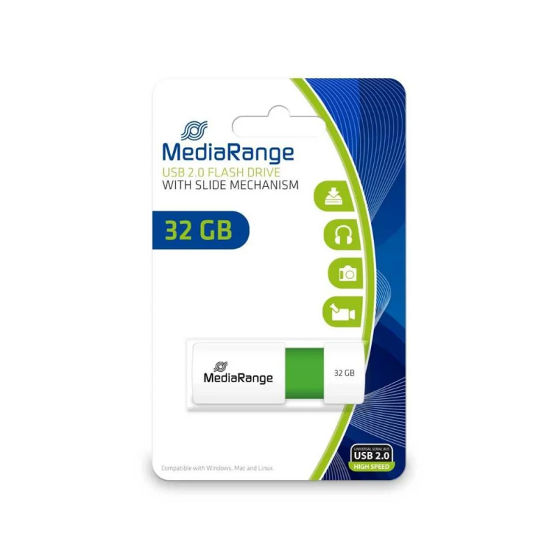 Mediarange Pendrive Green 32GB 2