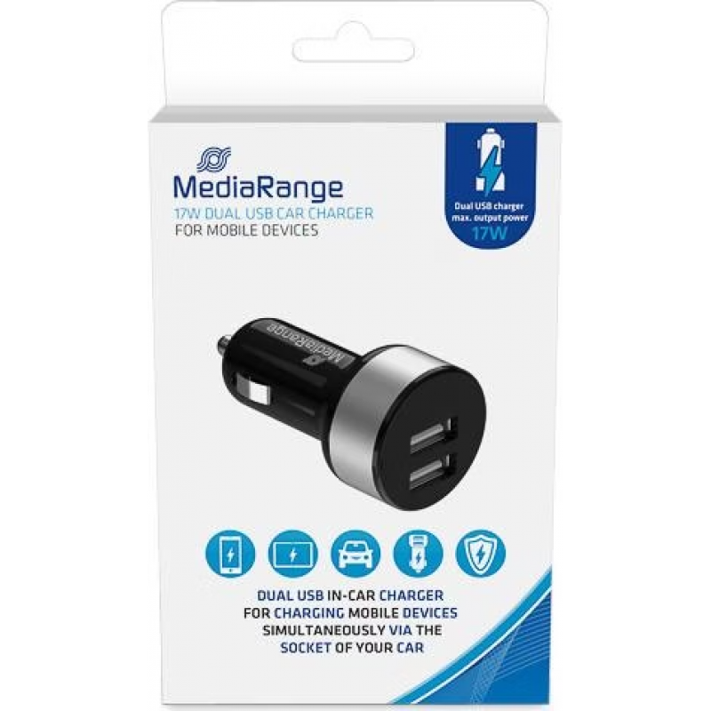 Carregador de Isqueiro MediaRange Dual USB in-car charger, 3.4 A 2