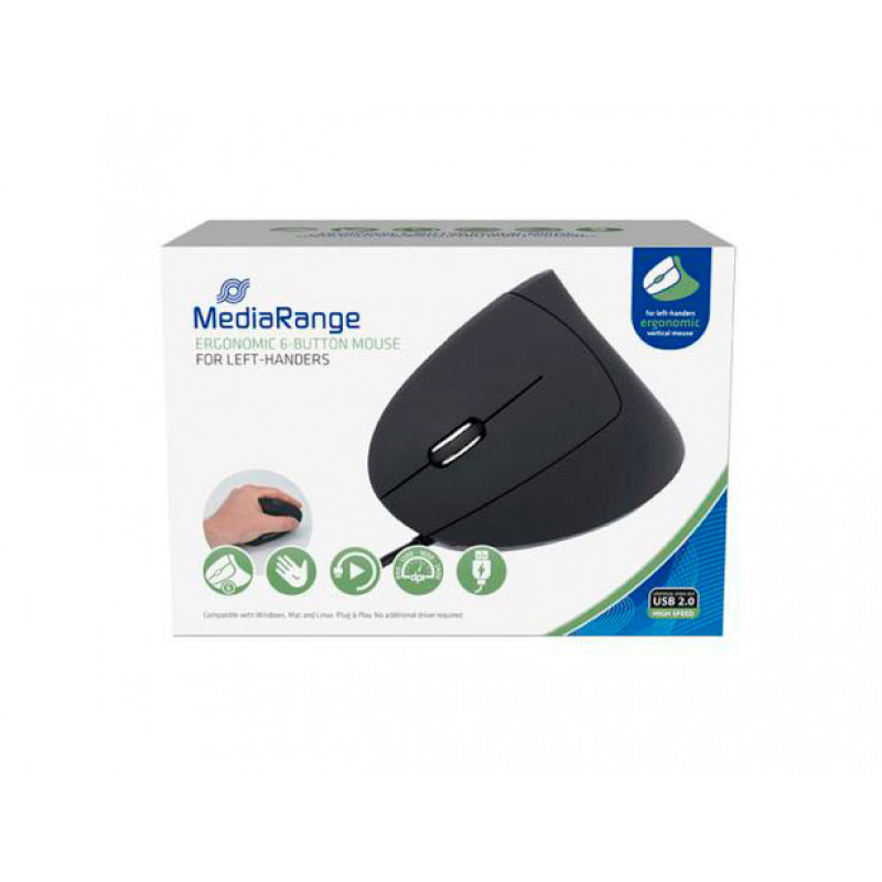 Rato Ótico Mão Esquerda Mediarange Ergonómico 6 Botões 3