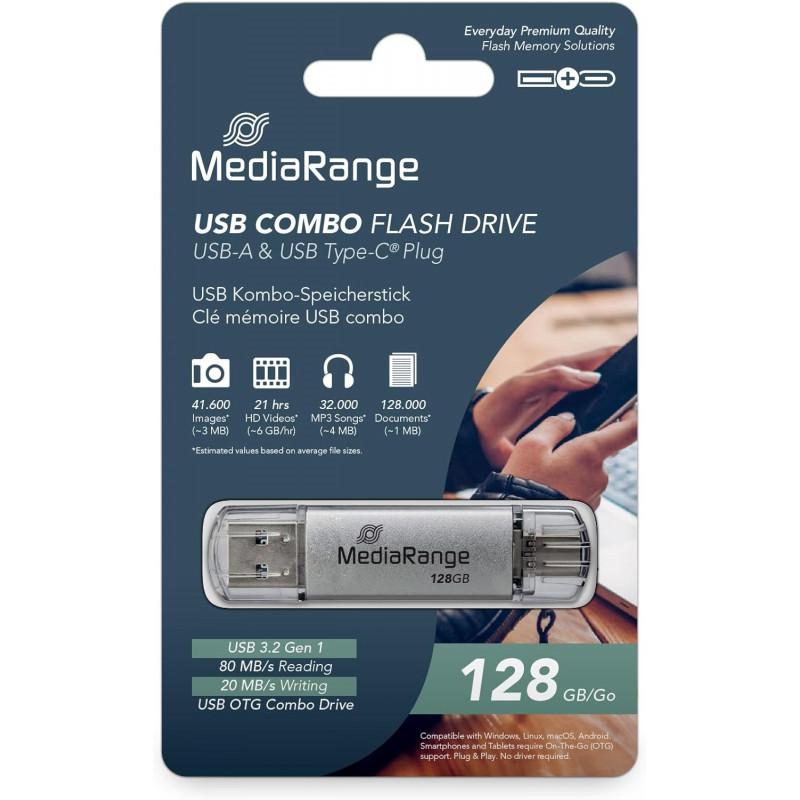 Pendrive MediaRange USB 3.0 / USB Type-C 128GB 3