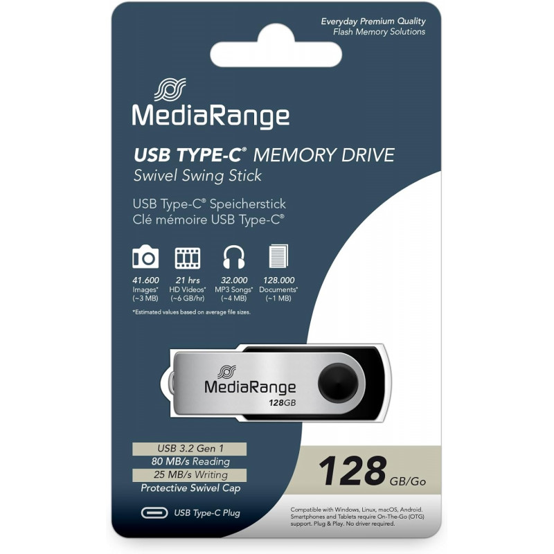 Mediarange Pendrive 128GB USB Type-C 3.2 Gen 1 1