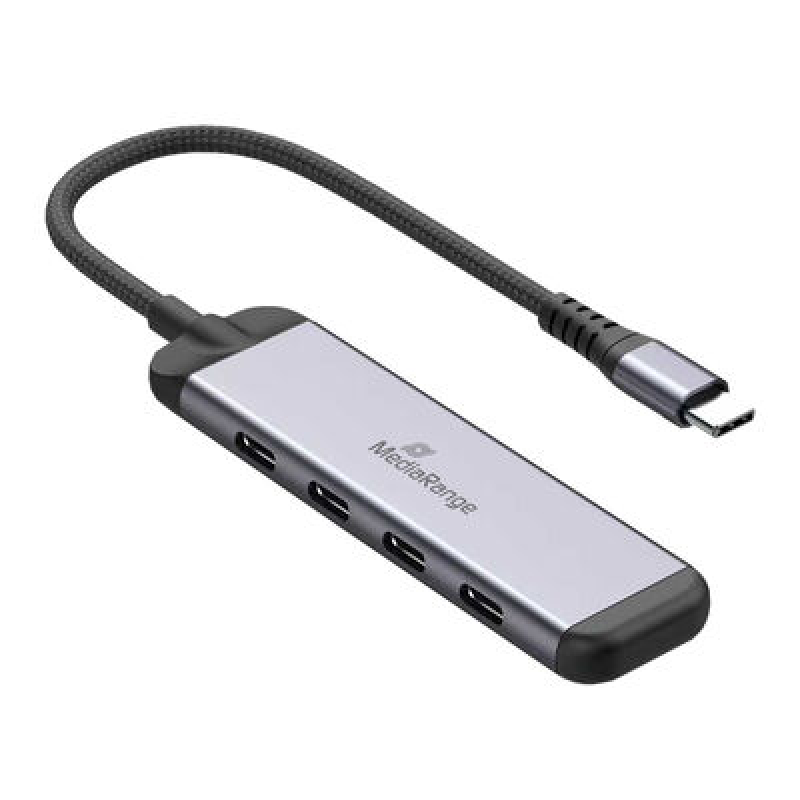 Hub USB MediaRange de 4 portas (3x USB-C 3.2 / 1x USB-C PD) prateado 2
