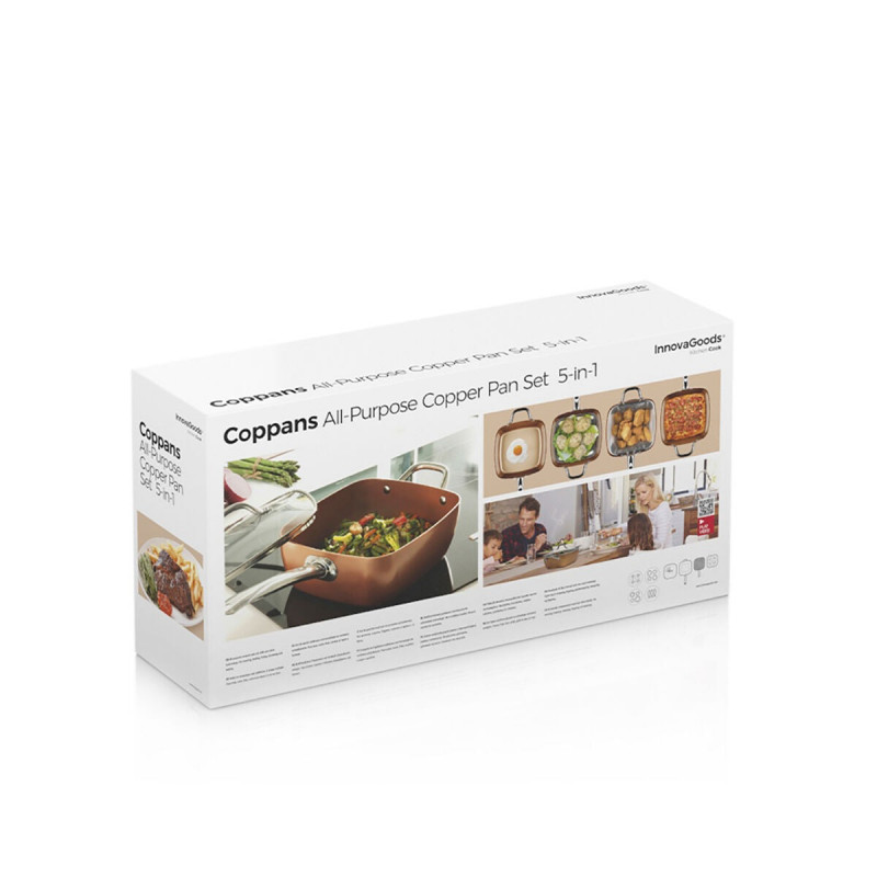 Conjunto de Frigideira Multifunções 5 em 1 Copper Coppans InnovaGoods - 4 Peças 1