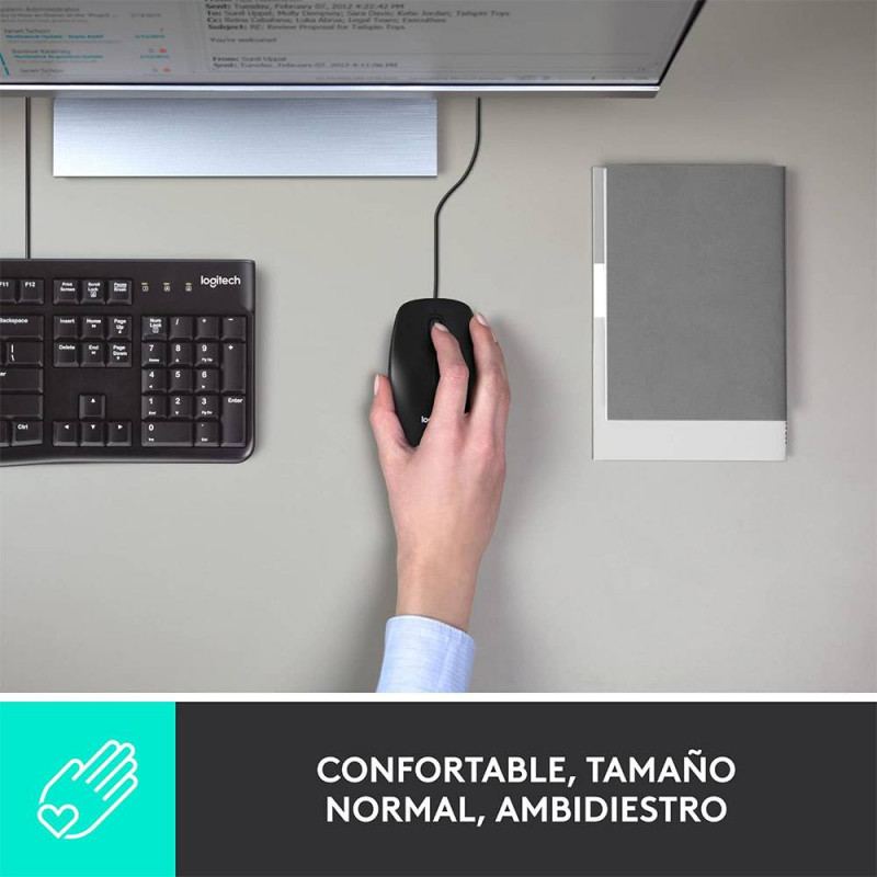 Rato Logitech Logitech M100 Comfort USB 1000DPI Preto 6