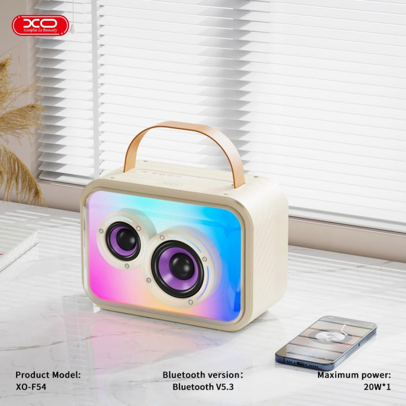Coluna Som Karaoke XO F54 - Bluetooth 5.3 - 20W - TWS - Microfone sem fios - Bateria de 1800mAh 2