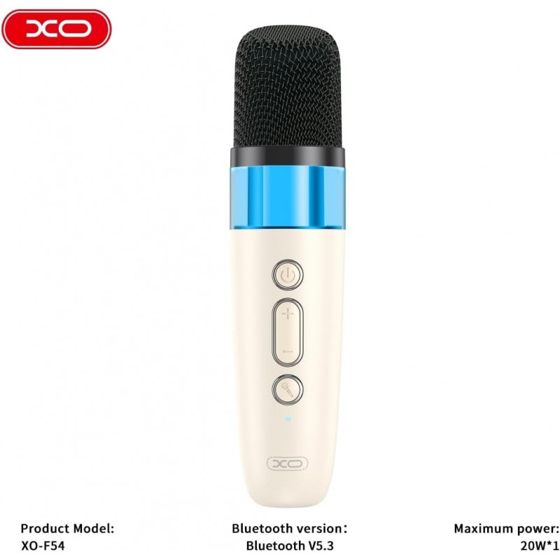 Coluna Som Karaoke XO F54 - Bluetooth 5.3 - 20W - TWS - Microfone sem fios - Bateria de 1800mAh 4