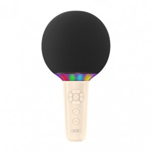 Microfone sem fios XO BE50 - Karaoke - 5W - Bluetooth 5.3 - Iluminação LED - Bege