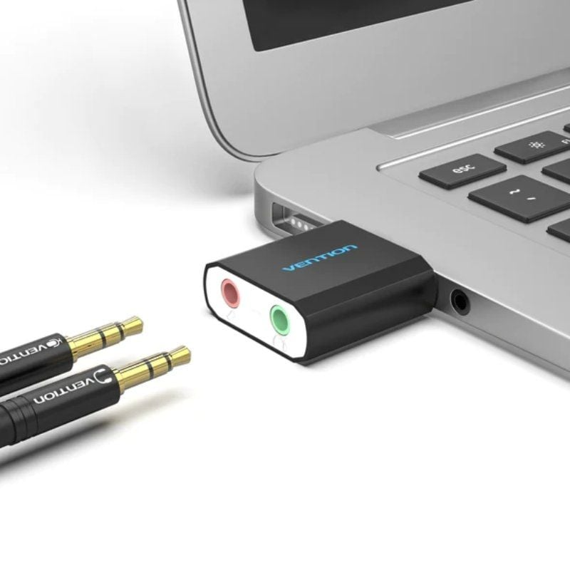 Adaptador Placa de som USB externa Vention para 2 Jack 3.5mm 2
