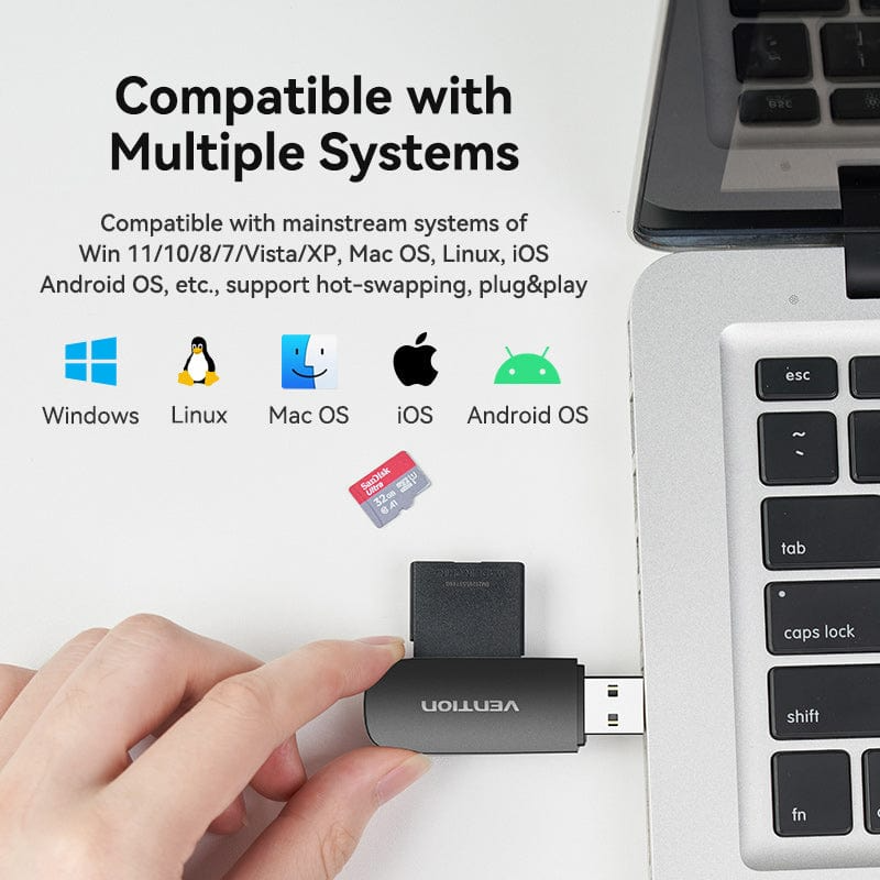 Leitor de Cartões de Memória Externo Vention CLFB0 USB 3.0 3