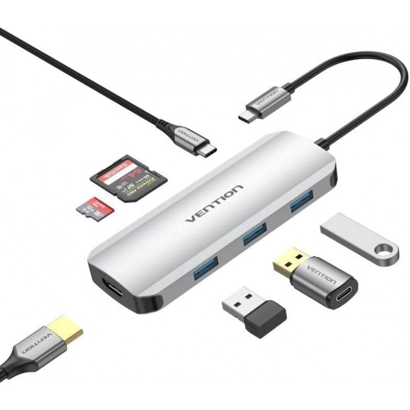 Docking USB-C Vention 1xHDMI / 3xUSB / 1xUSB-C / 1xLeitor Cartões 1