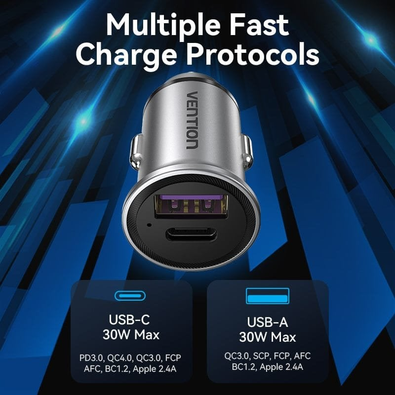 Carregador de Carro Vention 1x USB-Tipo C + 1x USB 30W 2
