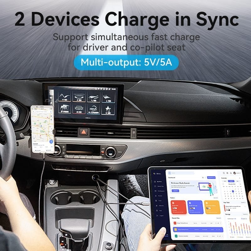 Carregador de Carro Vention 1x USB-Tipo C + 1x USB 30W 6