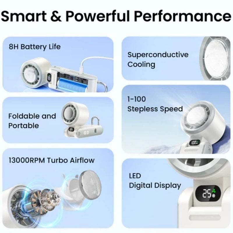 Ventilador de Mão Vention 8H Bateria - 13.000RPM Branco 3
