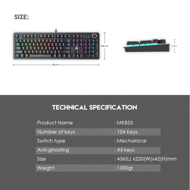 Teclado Mecânico Fantech MAXPOWER MK853 RGB (PT) 5