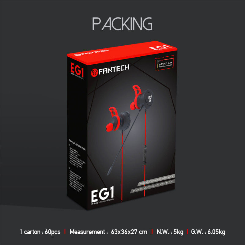 Auriculares In-Ear Fantech EG1 Gaming Earplug Jack 3.5mm 3