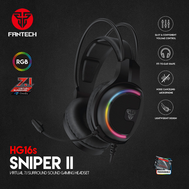Auscultador Fantech Sniper II 7.1 Virtual Surround HG16s RGB 6