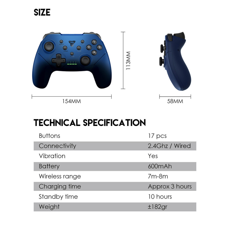 Gamepad Fantech Shooter II WGP13 Wireless Azul 4