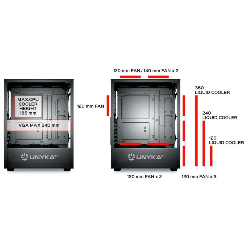 Caixa ATX Unykach MIR 100 ARGB Preta 5