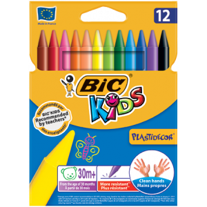 Lápis de Cera BIC Kids Plastidecor 12 Cores