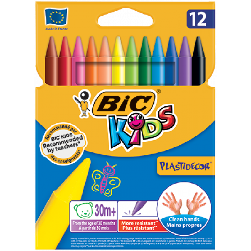 Lápis de Cera BIC Kids Plastidecor 12 Cores 1