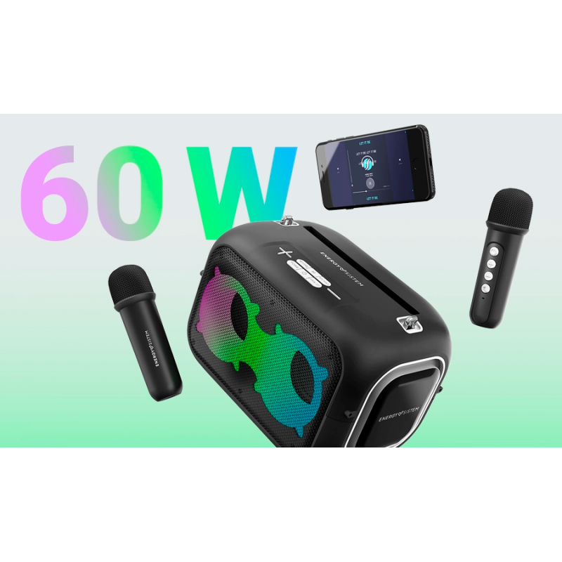 Coluna Portátil Karaoke Energy Sistem - Bluetooth 5.4 - True Wireless - 60W 6