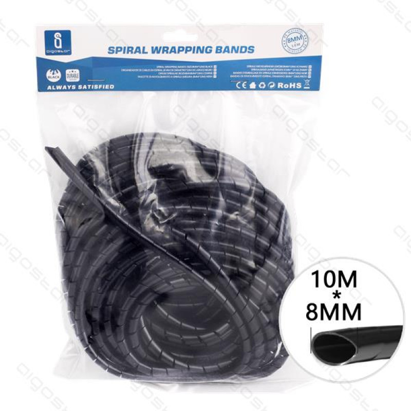 Organizador de Cabos 10 metros / 8mm Pretos Aigostar 1