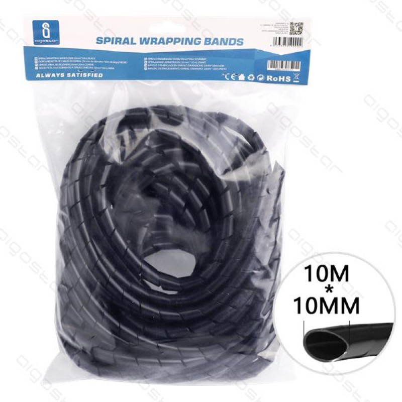 Organizador de Cabos 10 metros / 10mm Preto Aigostar 1