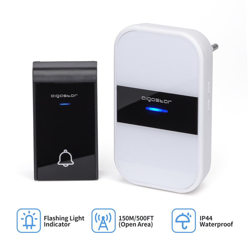 Campainha Sem Fios AC Aigostar IP44 150 metros Branca 1
