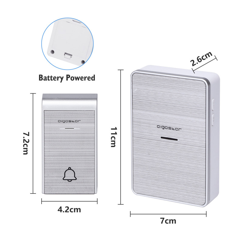 Campainha Sem Fios AC Aigostar IP44 150 metros Silver 6