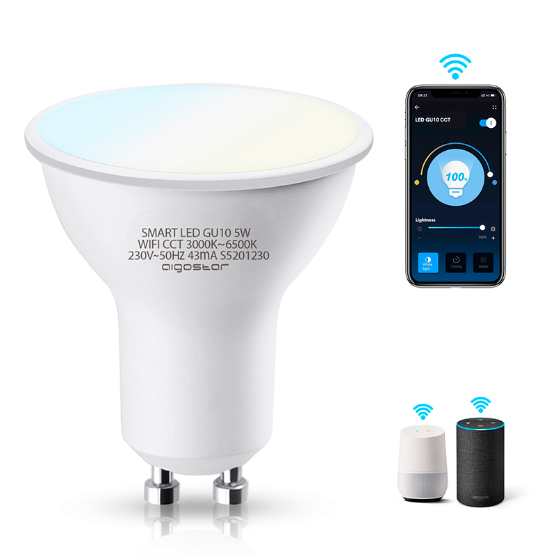 Lâmpada Smart LED WiFi CW GU10 5W Aigostar 1
