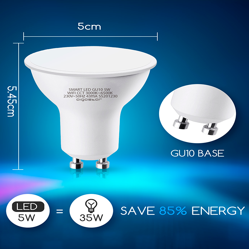 Lâmpada Smart LED WiFi CW GU10 5W Aigostar 2