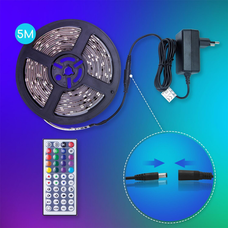 Fita Led RGB 5 Metros IP65 24W Aigostar c/ Comando 4