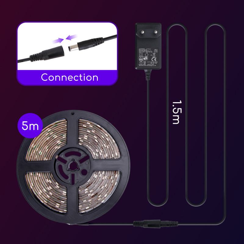 Fita Led RGB 5 Metros Aigostar 3000K com Controlo Remoto 3