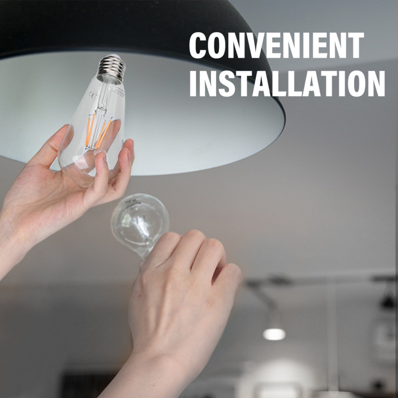 Lâmpada Filamento Smart LED WiFi + Bluetooth CCT E27 ST64 6W Aigostar 4
