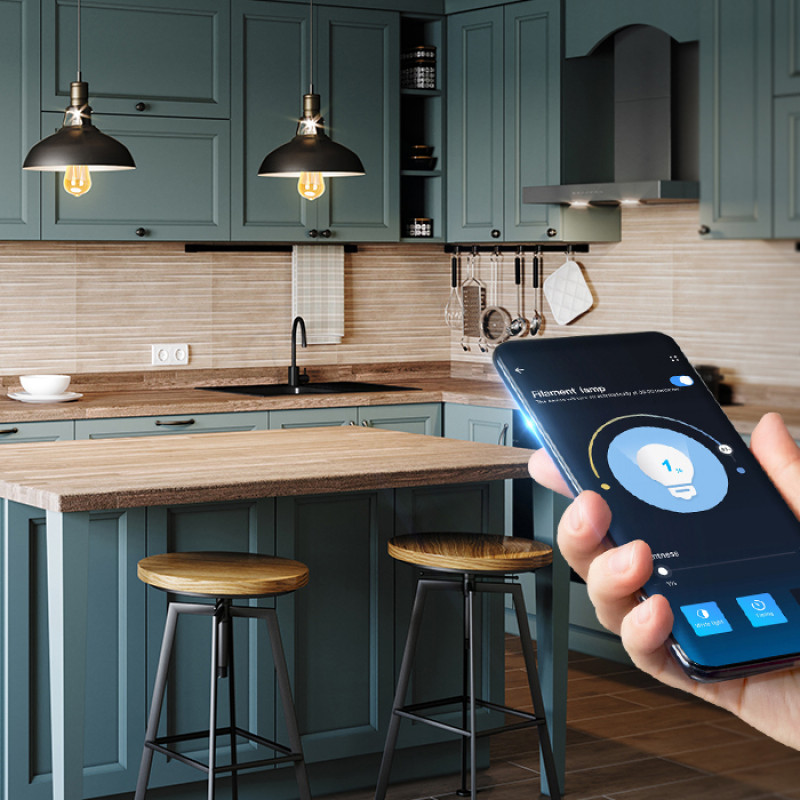 Lâmpada Filamento Smart LED WiFi + Bluetooth CCT E27 ST64 6W Aigostar 2