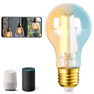 Lâmpada Filamento Smart LED WiFi CCT E27 A60 6W Aigostar Edison