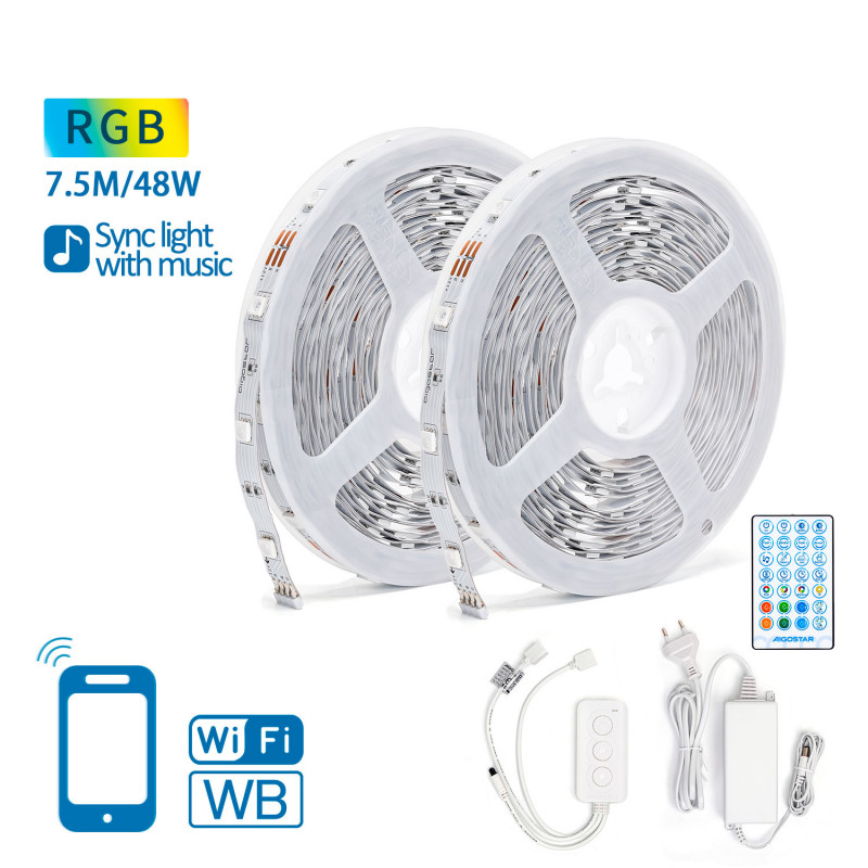 Fita Led WiFi Inteligente 15 Metros (2 x 7.5m) RGB 48W Aigostar 2