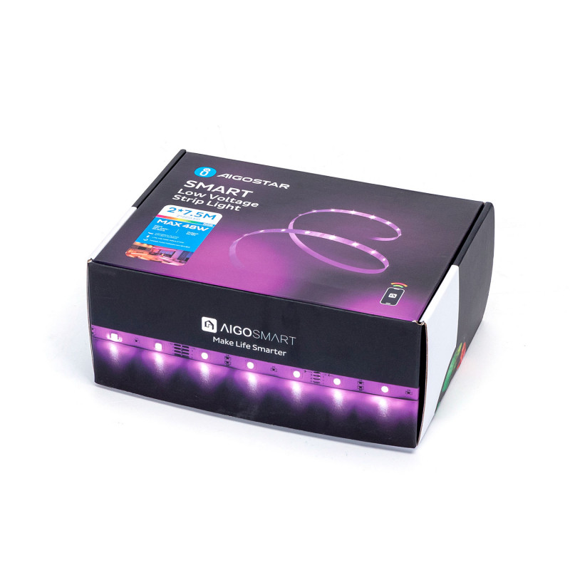 Fita Led WiFi Inteligente 15 Metros (2 x 7.5m) RGB 48W Aigostar 3