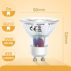 Lâmpada LED A5 GU10 6W 3000K Luz Quente 435 Lúmens Aigostar