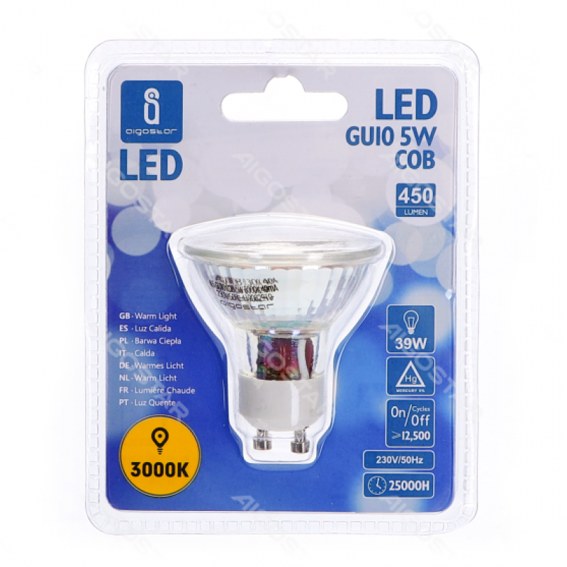Lâmpada LED A5 GU10 6W 3000K Luz Quente 435 Lúmens Aigostar 3