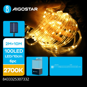 Cordão de Luz 10 metros c/ Painel Solar Luz Quente IP65 Aigostar