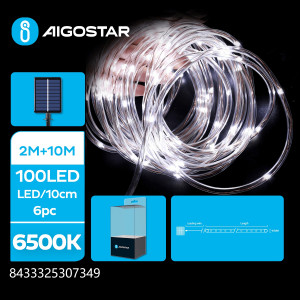 Cordão de Luz 10 metros c/ Painel Solar Luz Branca IP65 Aigostar