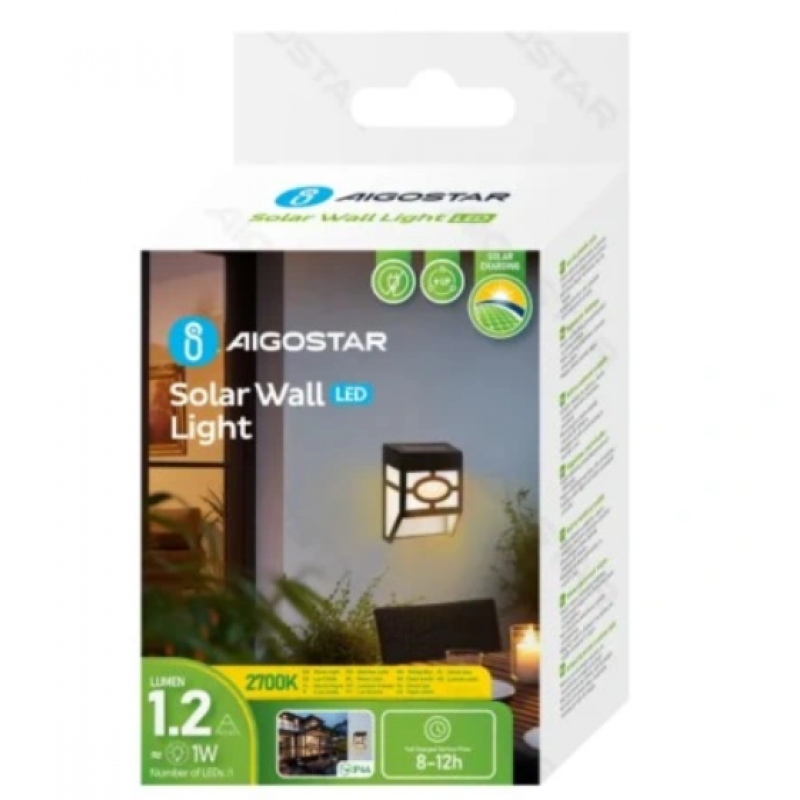 Luminária de Parede Solar LED preta cor quente Aigostar 6