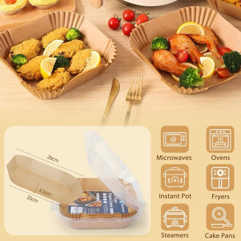 Pack 100 Unidades Forros Papel Revestidos Silicone Dupla Face Aigostar para Airfryer 2