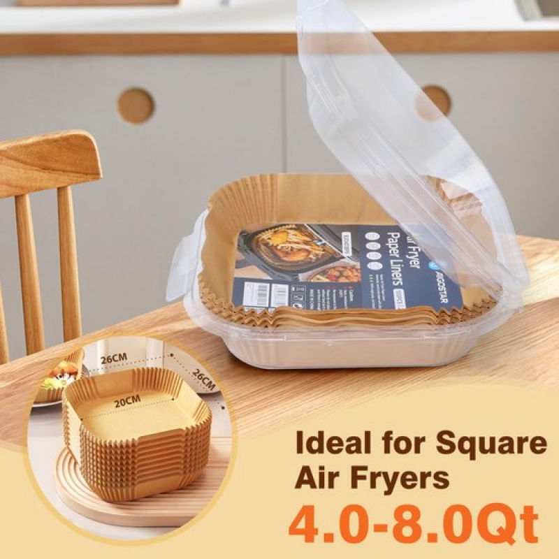 Pack 100 Unidades Forros Papel Revestidos Silicone Dupla Face Aigostar para Airfryer 4